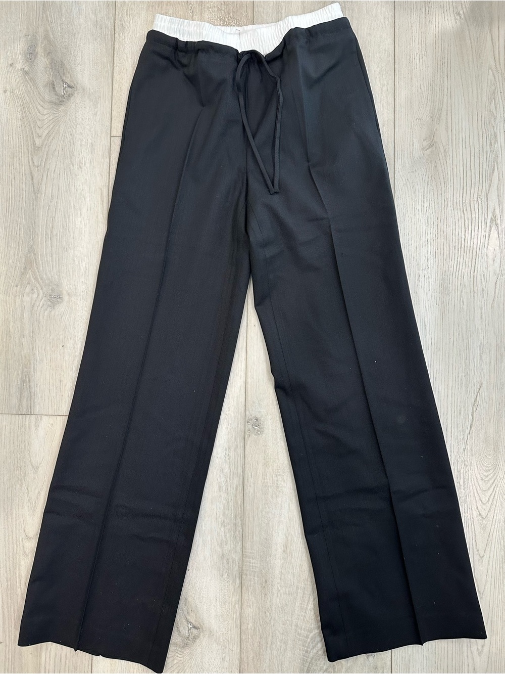 Babaton Aritzia Black Drawstring Wide Leg Dress Pants 2XS Career Trousers